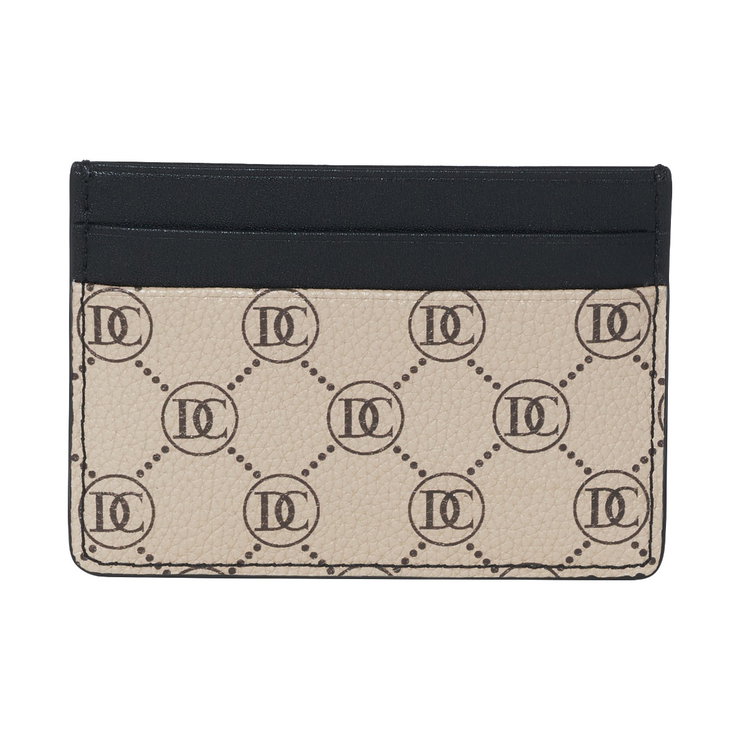 Dici Milano Beige Monogram Card Holder - Black Leather