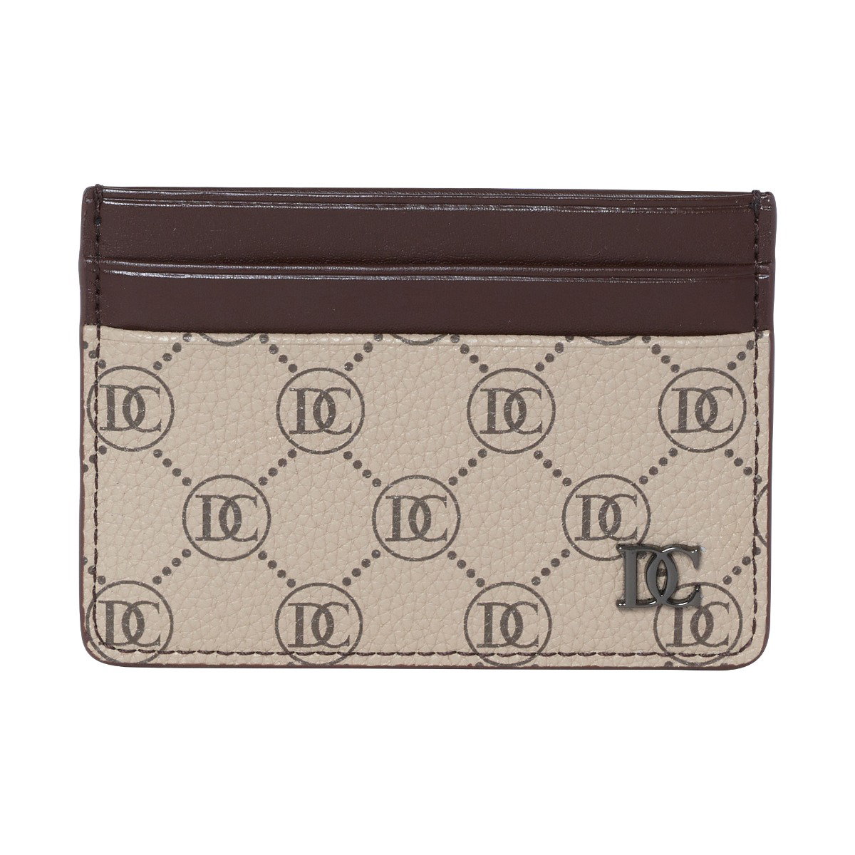 Dici Milano Beige and Brown Monogram Card Holder 