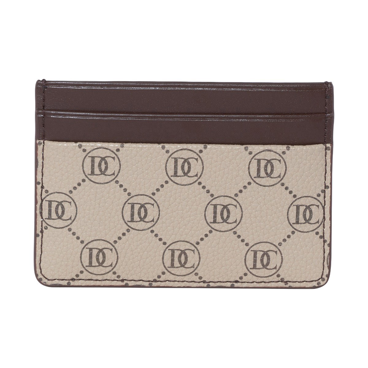 Dici Milano Beige and Brown Monogram Card Holder 