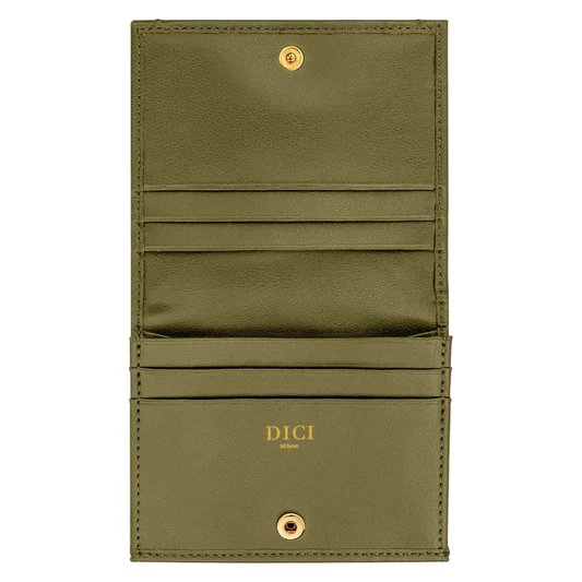 DICI Milano leather card holder for women 4cc green