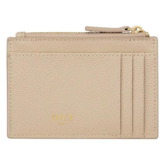 DICI Milano women leather card holder 4cc cream with zipper