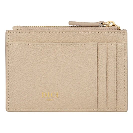 DICI Milano women leather card holder 4cc cream with zipper