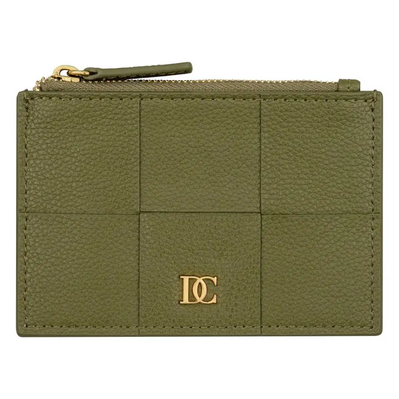 DICI Milano women leather card holder 4cc green with zipper