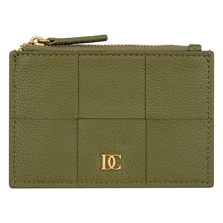 DICI Milano women leather card holder 4cc green with zipper