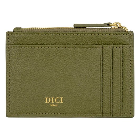 DICI Milano women leather card holder 4cc green with zipper