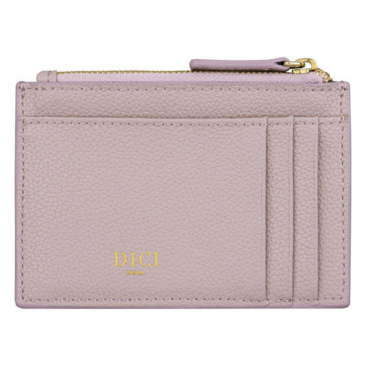 DICI Milano women leather card holder 4cc Pink with zipper