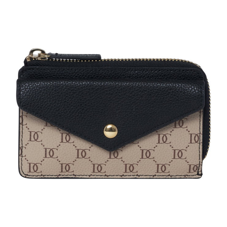 Dici Milano Beige and Black Card Holder - Zipper Pocket