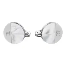 Dici Milano Men’s Silver Round Cufflinks with Mother of Pearl
