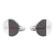 Dici Milano Men’s Silver & Gunmetal Cufflink with Red Line