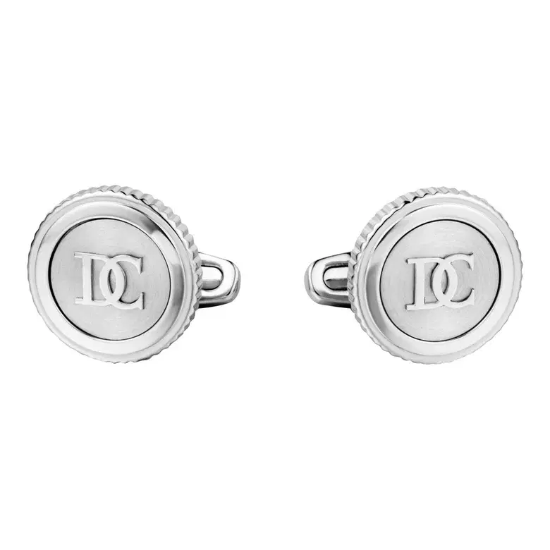 Dici Milano Men’s Silver-Tone Round Cufflinks with DC Logo