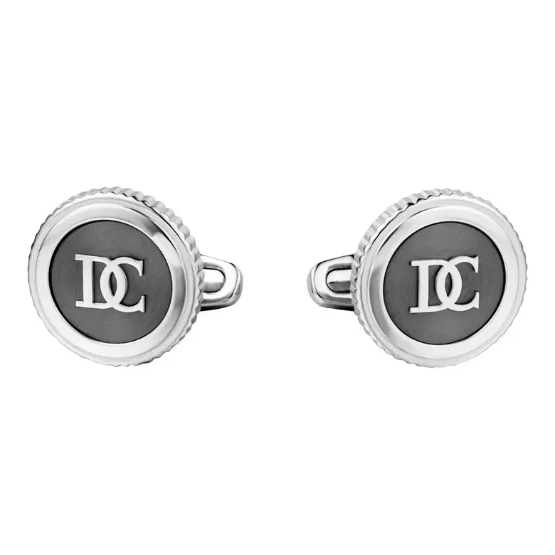 Dici Milano Men’s Silver & Black Round Cufflinks