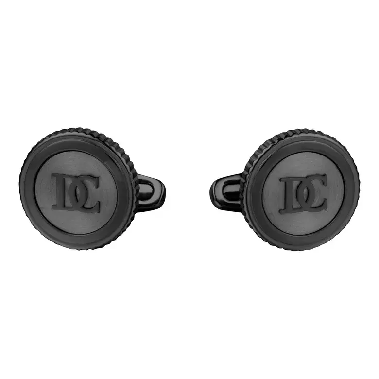 Dici Milano Men’s Black Round Cufflinks with DC Logo