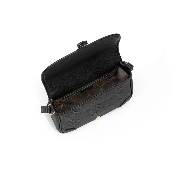DICi Milano Embossed Black Leather Crossbody Bag