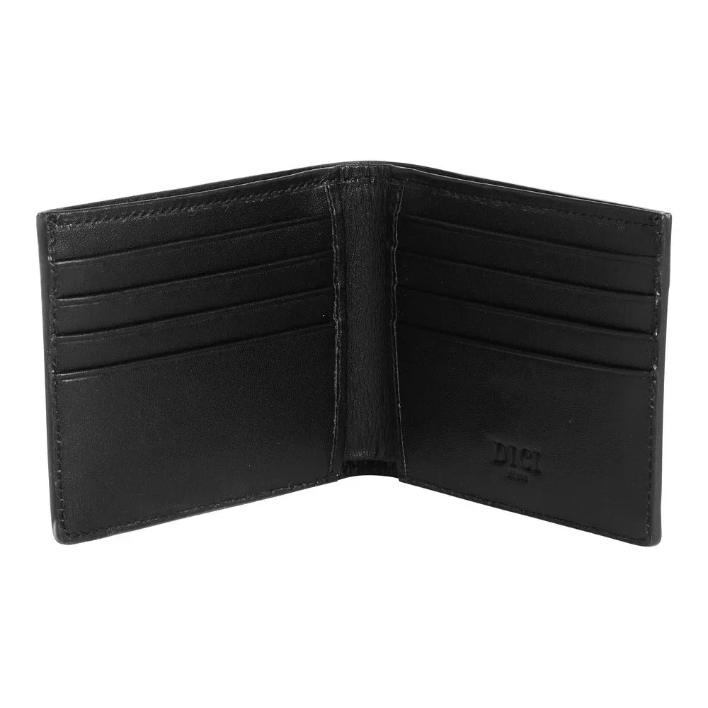 DICI Milano Black Leather Wallet for Men 8 Card Slots