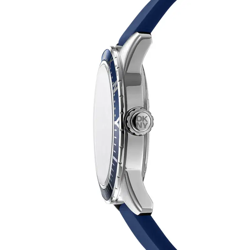 DKNY Men's Blue Dial Sport Watch with Blue Rubber Strap
