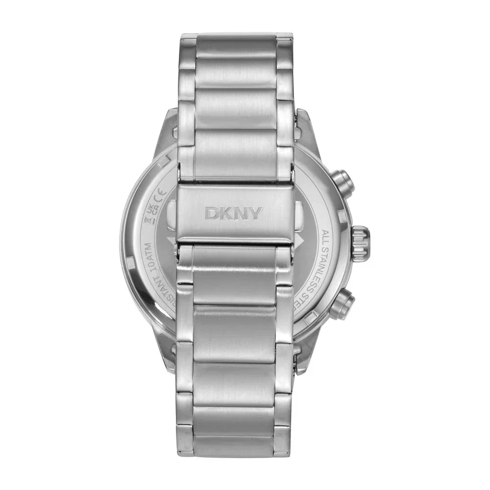 DKNY Men's Silver Steel Chronograph Watch with Black Dial