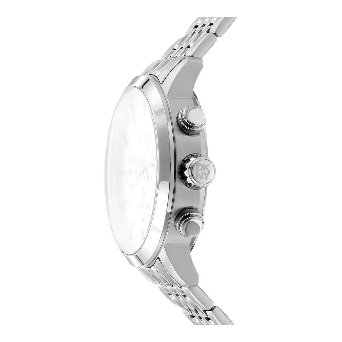 DKNY Men's Silver Steel Chronograph Watch with Blue Dial