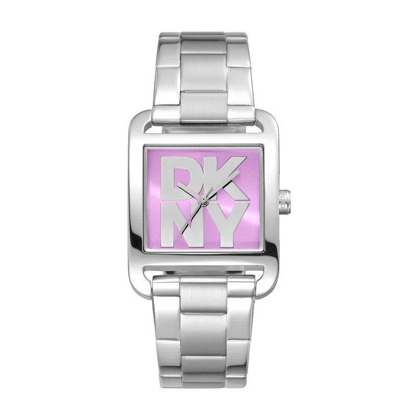 DKNY Women's Watch with Purple Dial & Silver Bracelet
