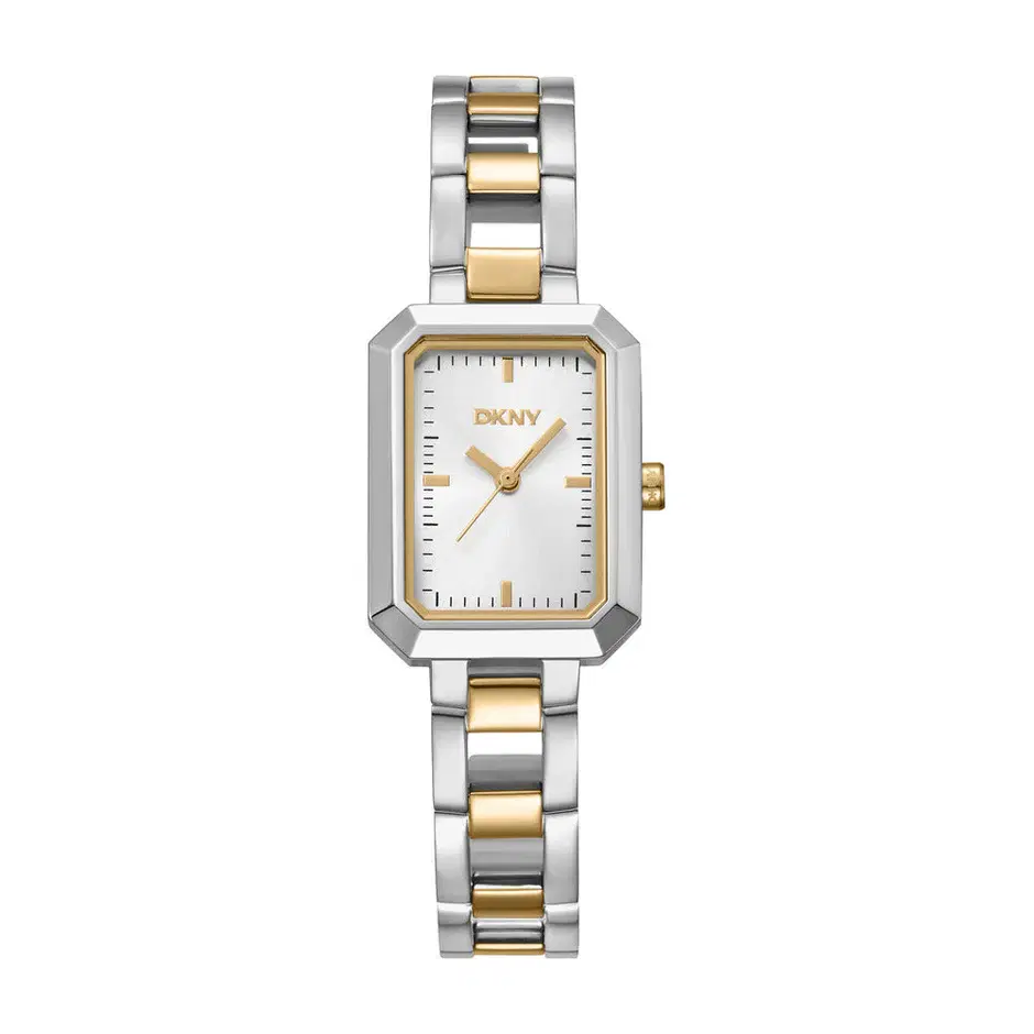DKNY Women Uptown Midi Two Tone Watch Silver and Gold
