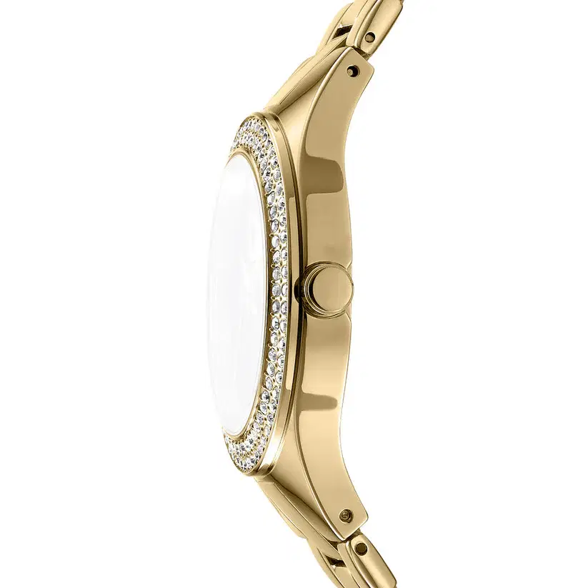 DKNY Women's Gold Watch – Crystal Bezel & Logo Dial
