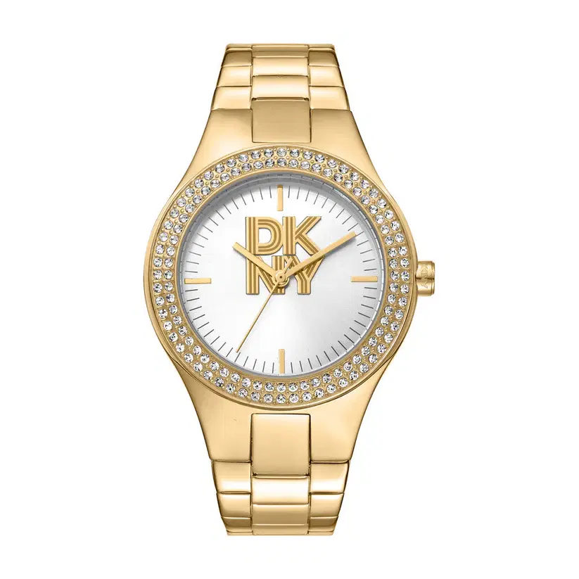 DKNY Women's Gold Watch – Crystal Bezel & Logo Dial