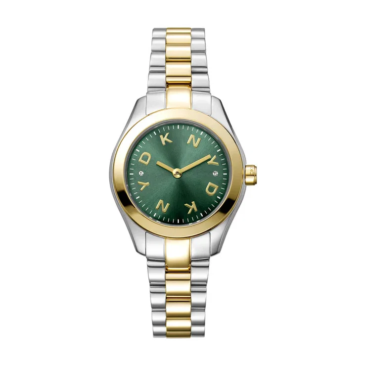 DKNY Two-Tone Women's Watch with Green Dial