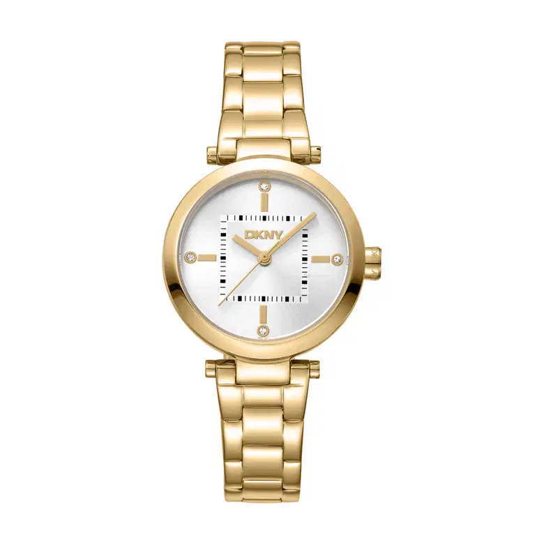 DKNY Women Gold Stainless Steel Watch with Crystal 