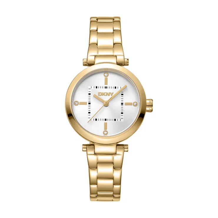DKNY Women Gold Stainless Steel Watch with Crystal