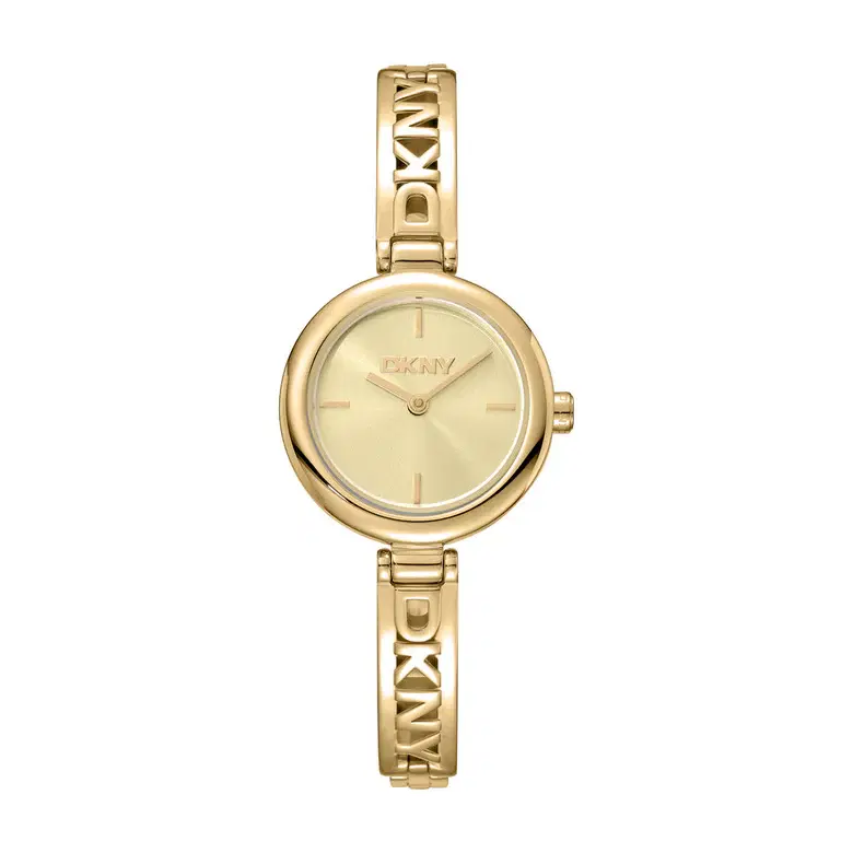 DKNY Women Gold Bracelet Watch with Logo Links