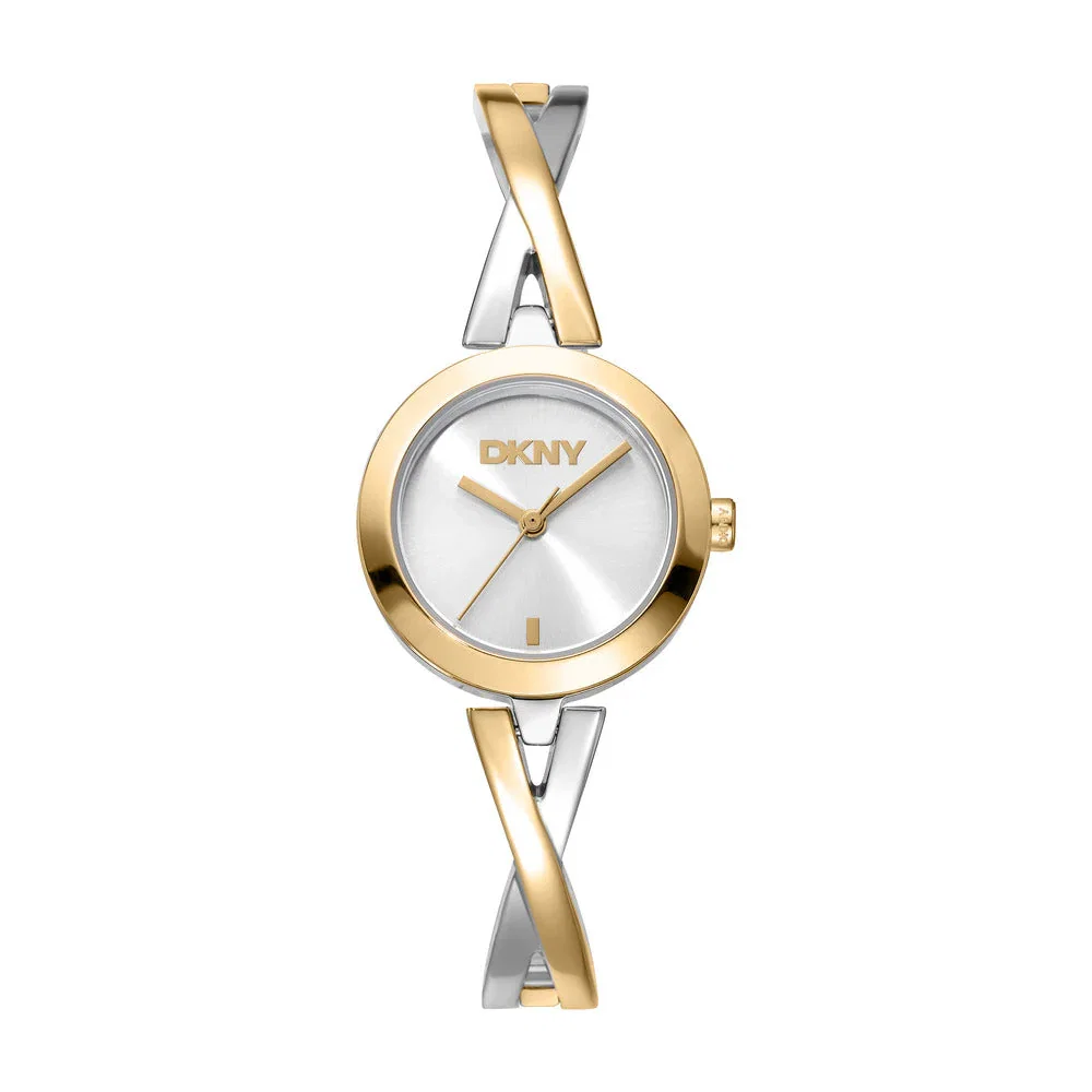 DKNY Women Pierced Gold & Silver Stainless Steel Watch