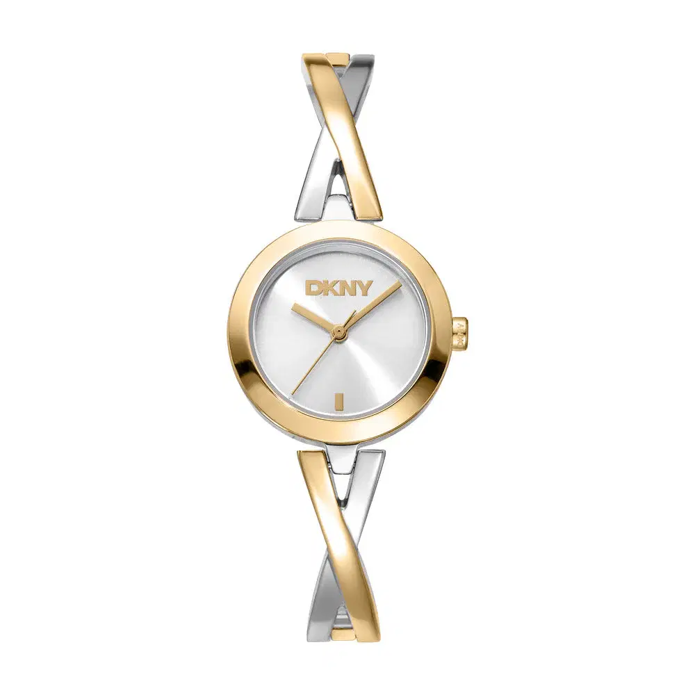 DKNY Women Pierced Gold & Silver Stainless Steel Watch