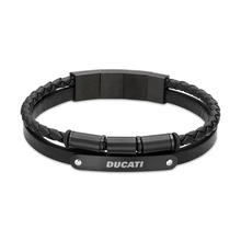 Ducati CORAGGIO Black Leather Bracelet with Black Steel