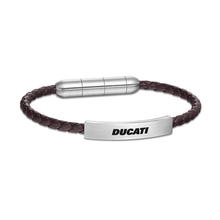 Ducati TRAIL Brown Leather Bracelet with Steel Plate for Men