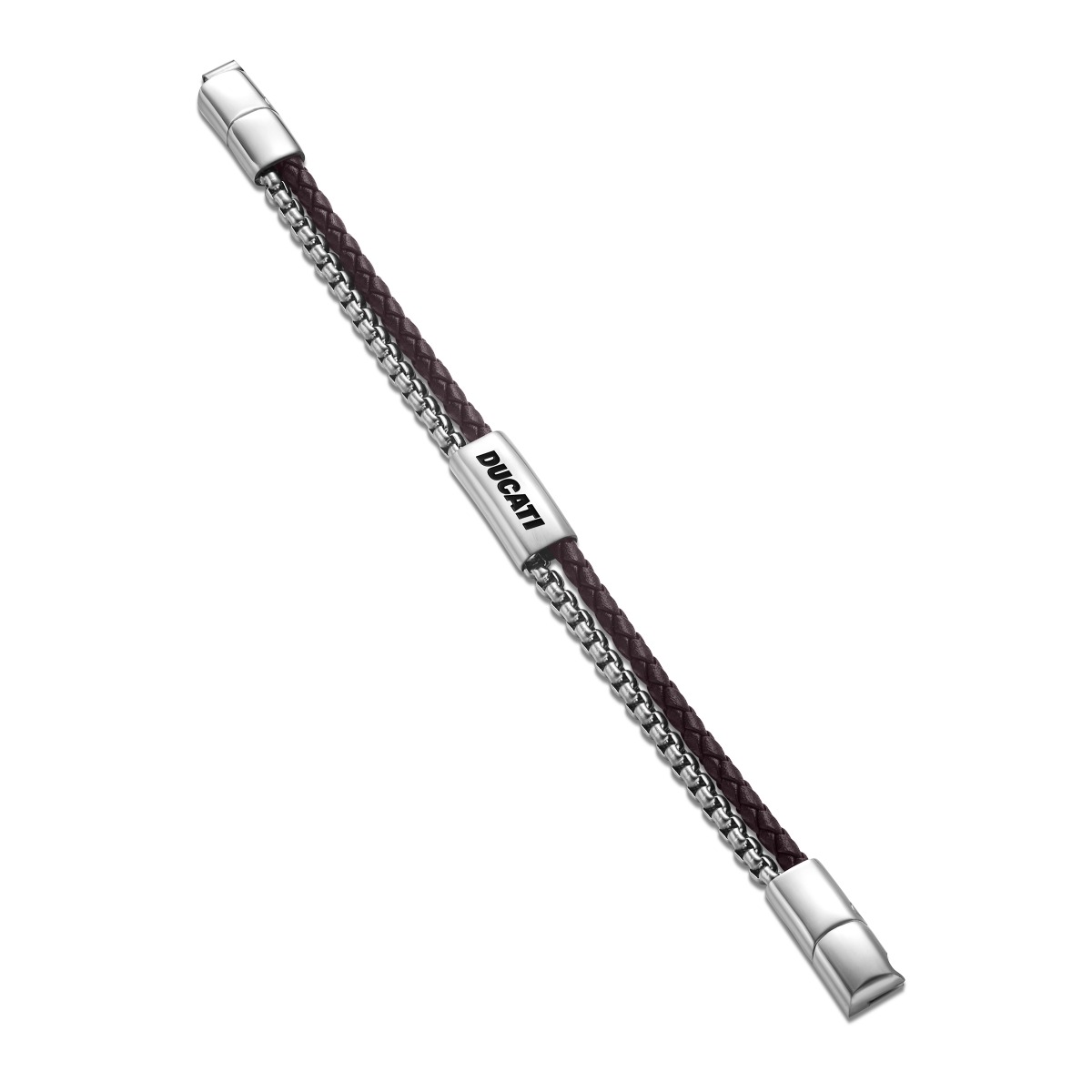 Ducati DRIFTER Brown Leather and Steel Bracelet for Men