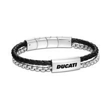 Ducati DRIFTER Black Leather and Steel Bracelet for Men