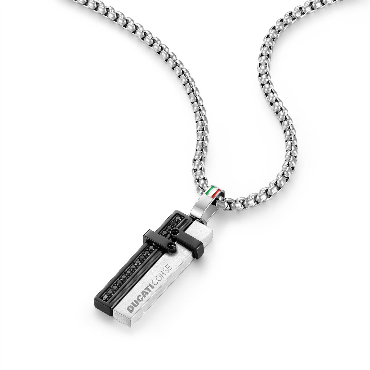 Ducati Corse Silver , Black Necklace For Men 