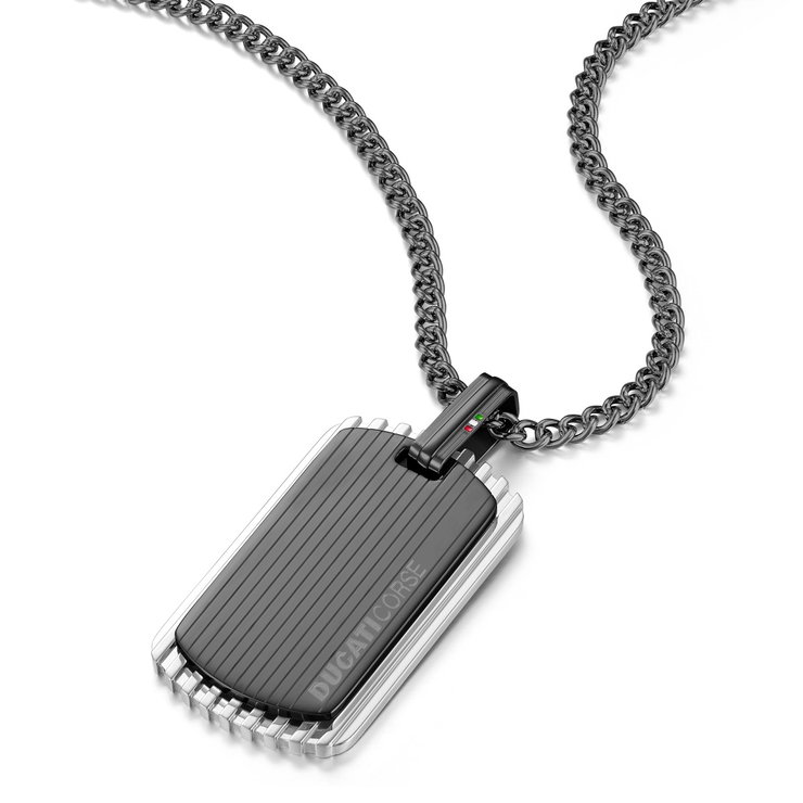 Ducati ORGL necklace for men steel gun metal , Silver