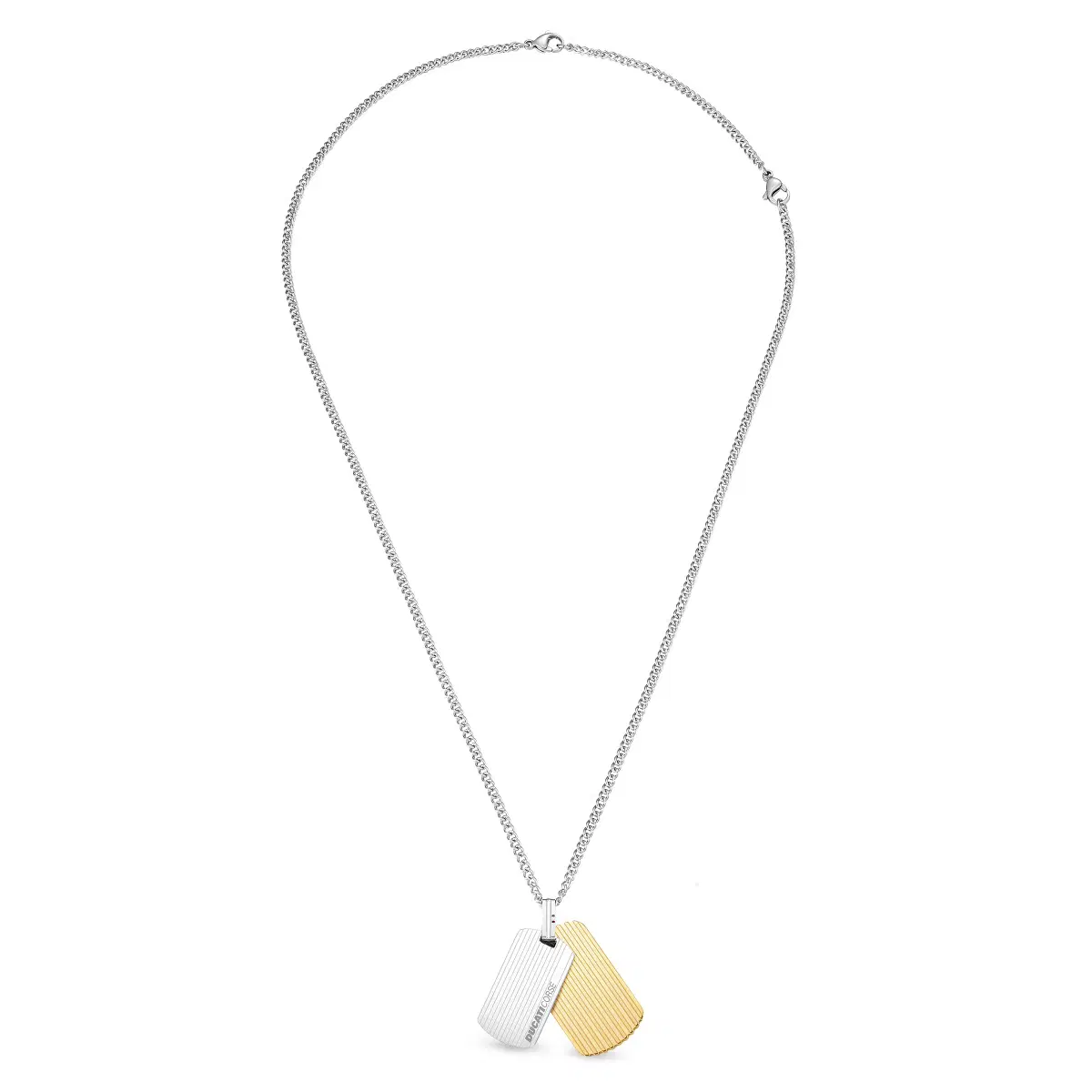 Ducati Duo Men Necklace Steel Silver , Yellow