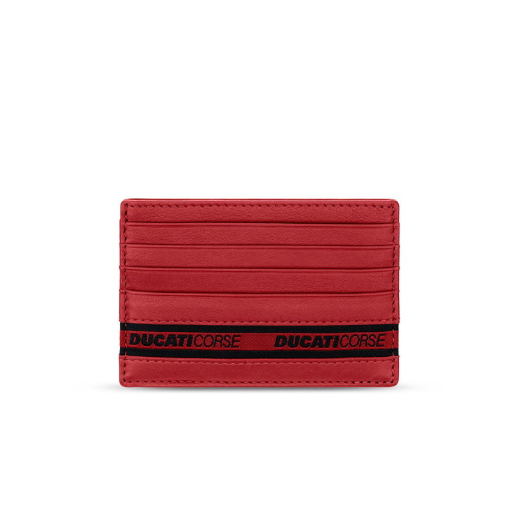 Ducati NASTRO card holder for men 6cc red leather