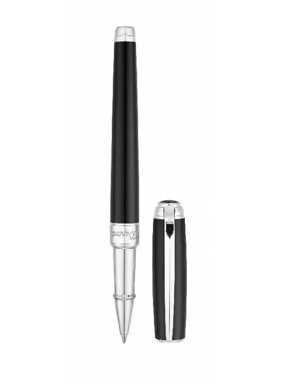 S.T.Dupont Ligne D Silver and Black Lacquer Roller Pen