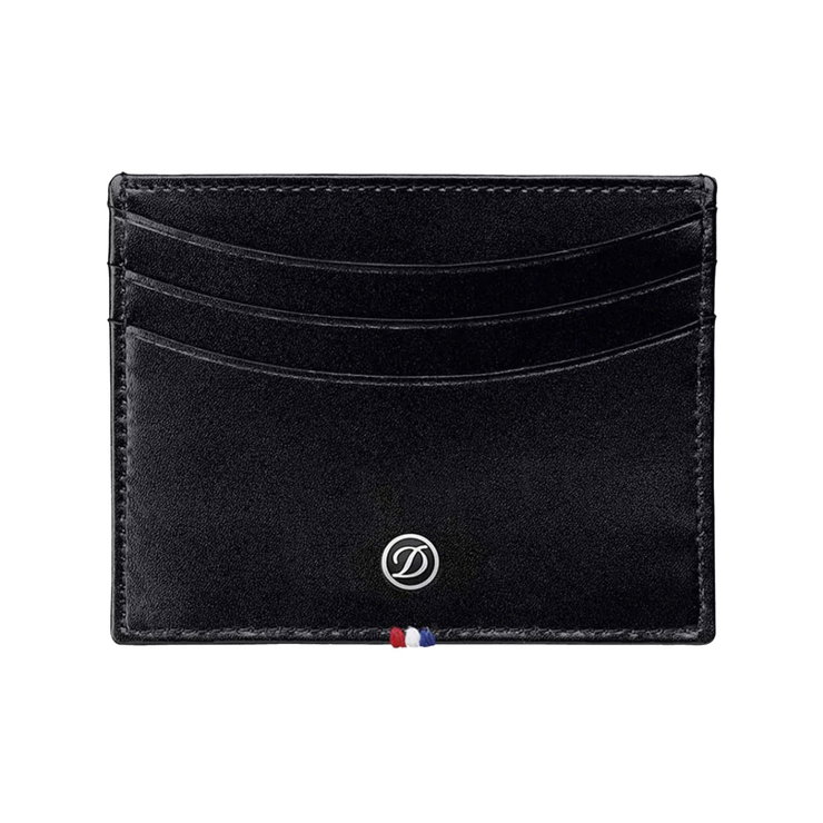 S.T. Dupont Line D Black Smooth Leather Credit Card Holder