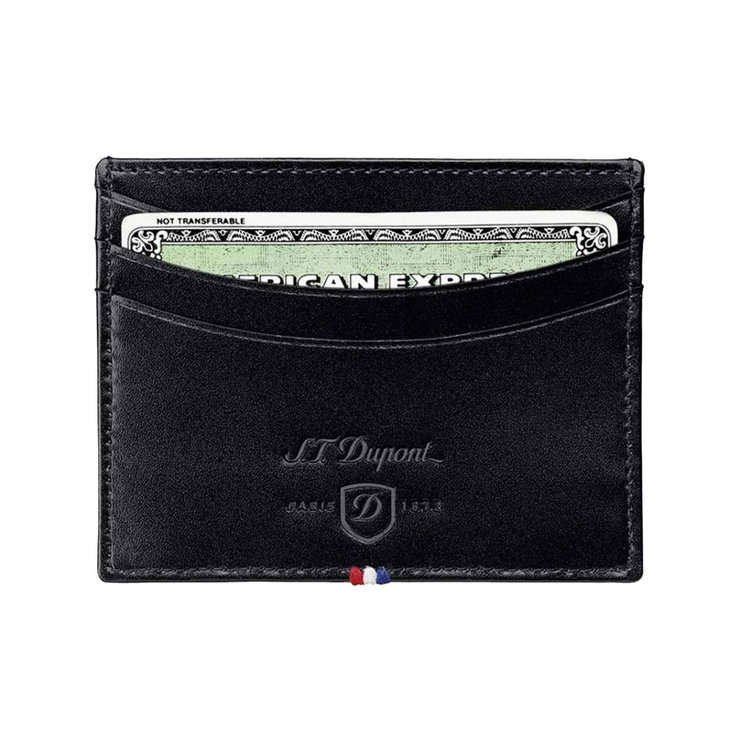 S.T. Dupont Line D Black Smooth Leather Credit Card Holder