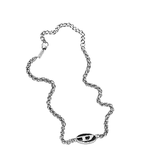 Diesel Necklace For Men Stainless Steel Chain Silver