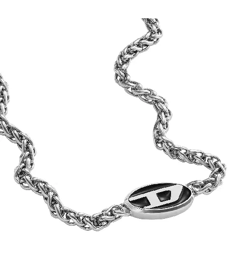 Diesel Necklace For Men Stainless Steel Chain Silver