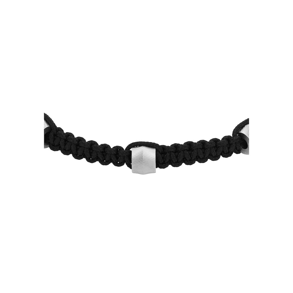 Fossil bracelet for men silver with black nylon 