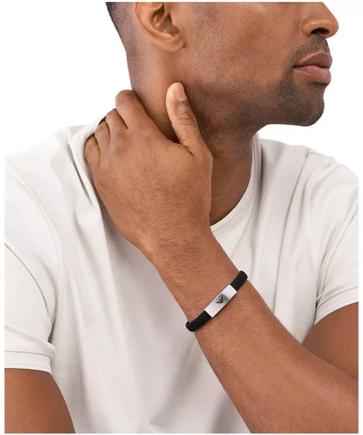 Emporio Armani Men's Black Silicone Bracelet