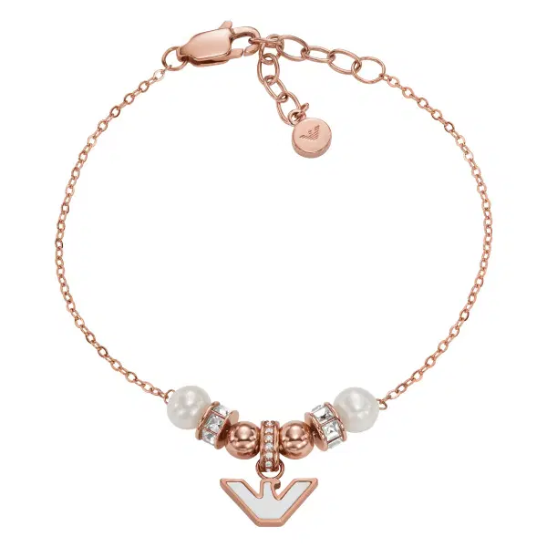 Emporio Armani White Mother of Pearl With Rose Gold Bracelet