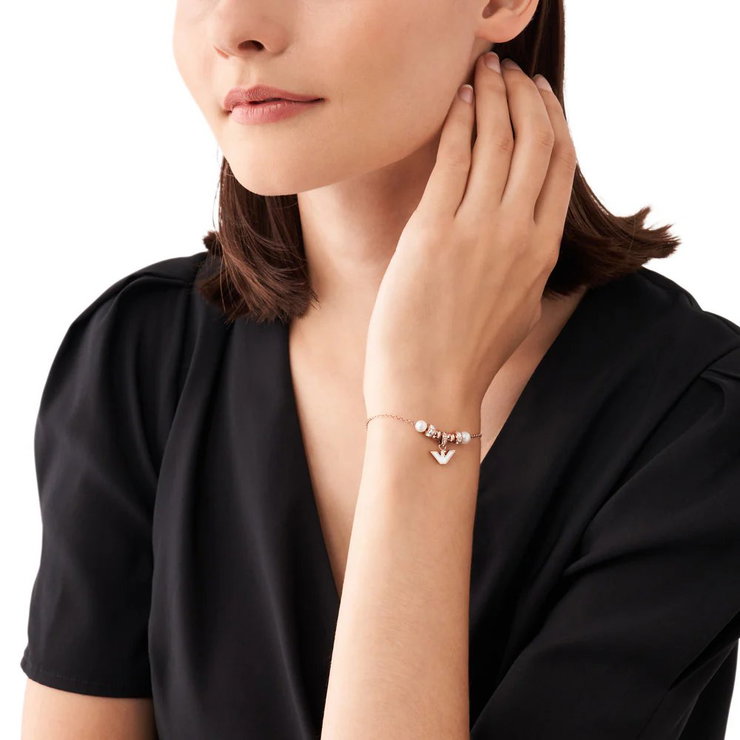 Emporio Armani White Mother of Pearl With Rose Gold Bracelet