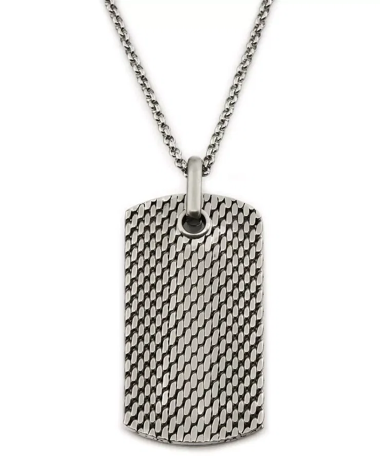Emporio Armani Men's Silver Dog Tag Pendant Necklace