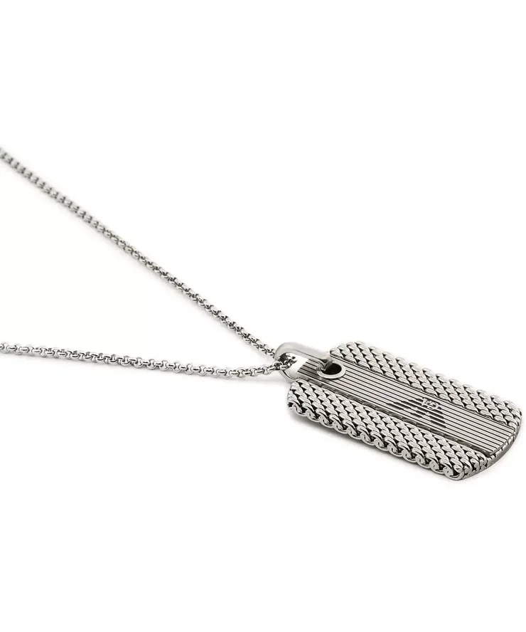 Emporio Armani Men's Silver Dog Tag Pendant Necklace